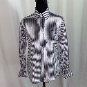 Blue and white polo button down